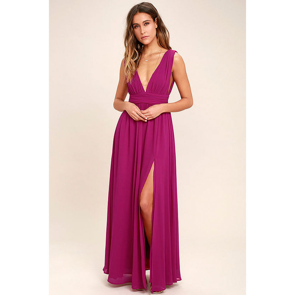 Elegant Women's Fashion Deep V Sleeveless Long Dress