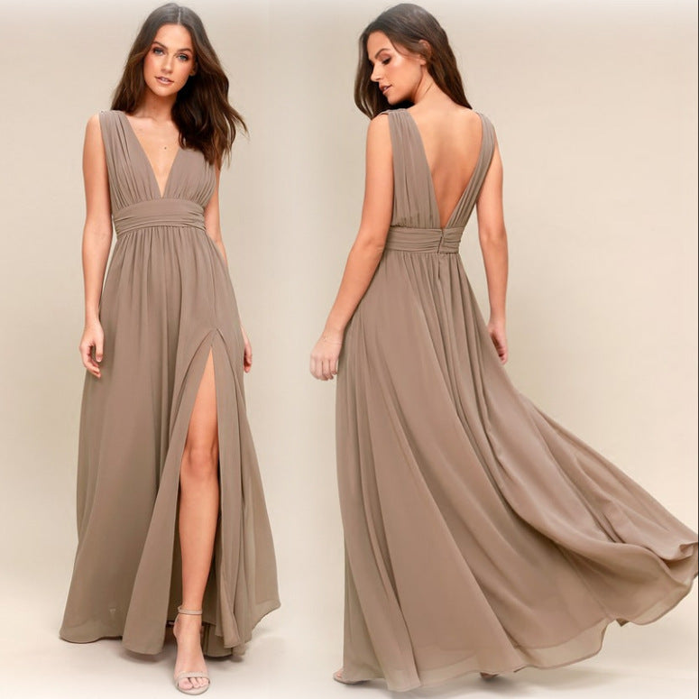 Elegant Women's Fashion Deep V Sleeveless Long Dress