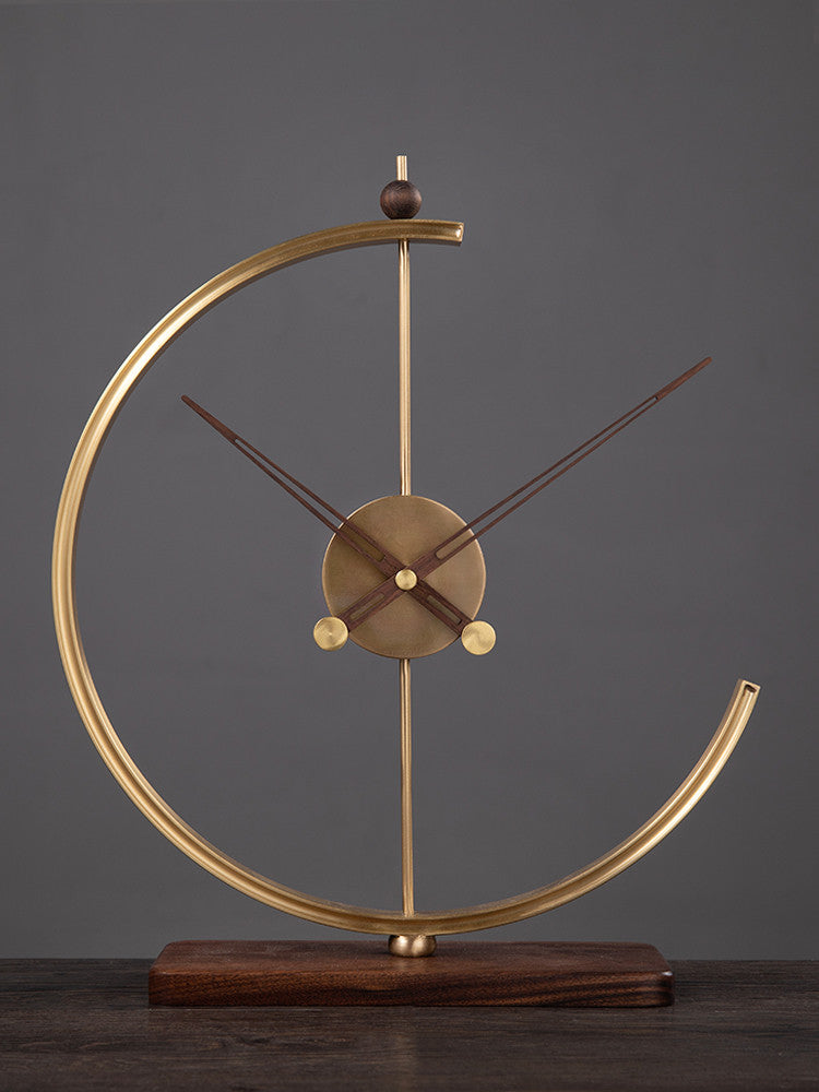 New Solstice Walnut Pure Copper Clock, Household Fashion Light Luxury Decoration, Living Room Art Creativity, Silent Clock