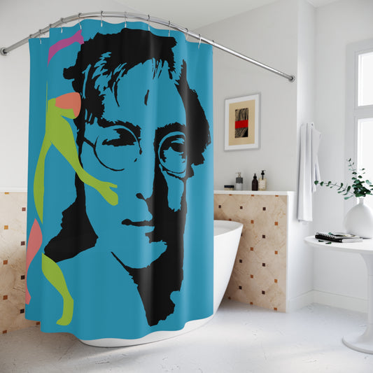SOLSTICE Lennon Turquoise Shower Curtain 6