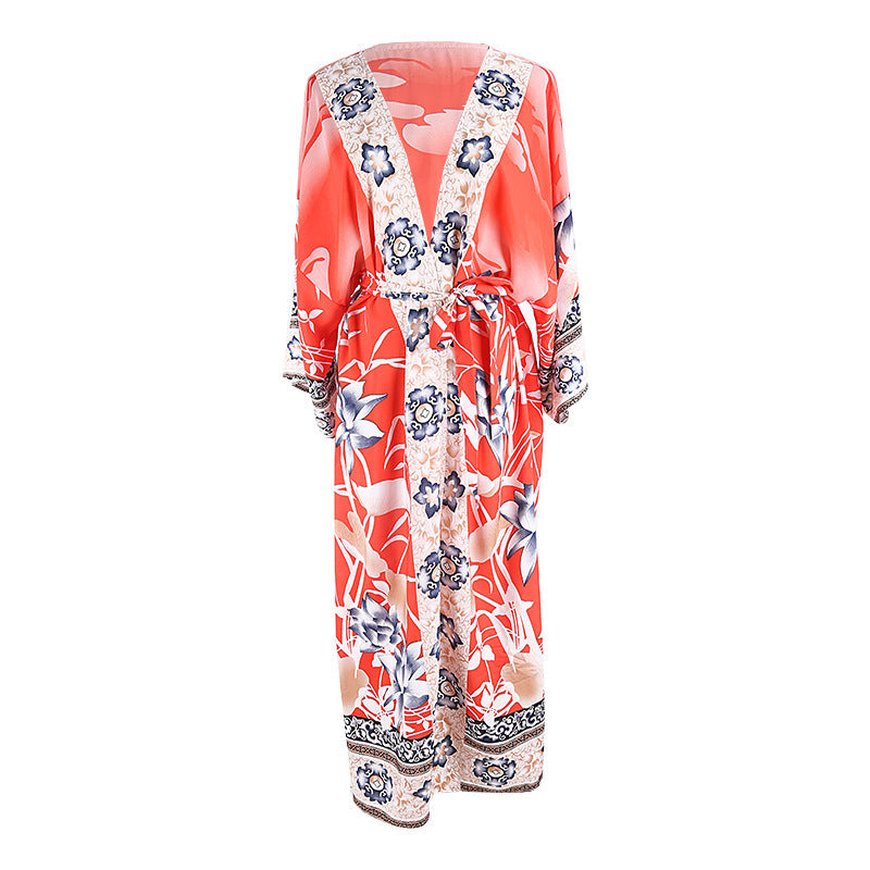 Cotton Beach Kaftan Cover up Print Bathing suit cover up Swimwear Women Summer Dress Kaftan Robe de Plage Saida de Praia Tunics Pareo