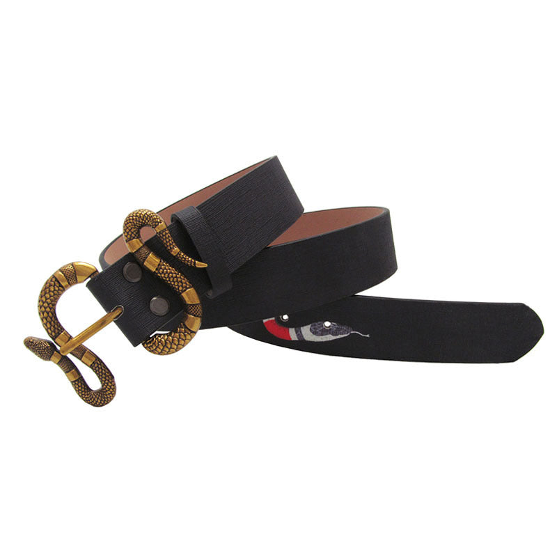 Men's snake buckle belt cowhide men's belt