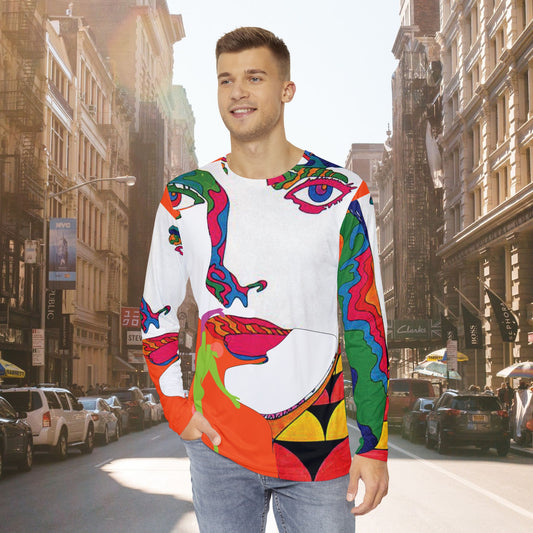 Men's POP ART Long Sleeve orange Shirt (AOP)