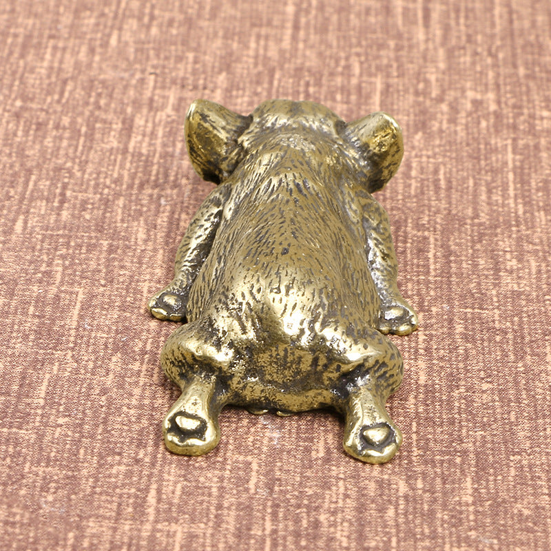 Corgi Pure Copper Planking Wangcai Puppy Desktop Decoration