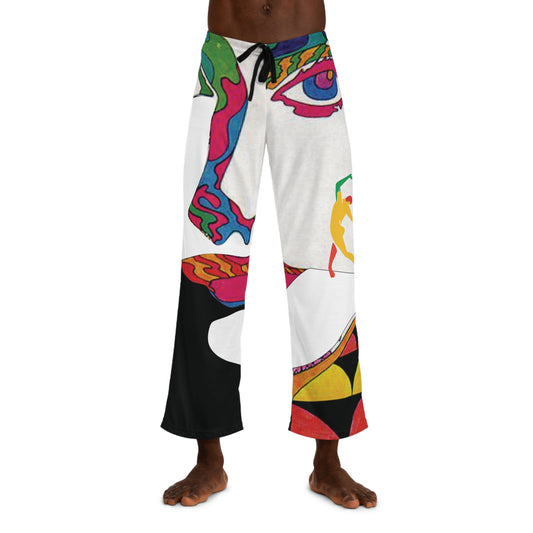 SOLSTICE Psychedelic withe  black Men's Pajama Pants (AOP)
