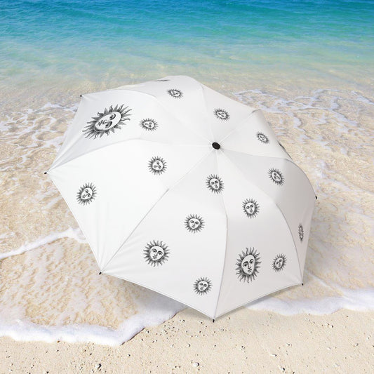 SOLSTICE white Vintage Sun Semi-Automatic Foldable Umbrella