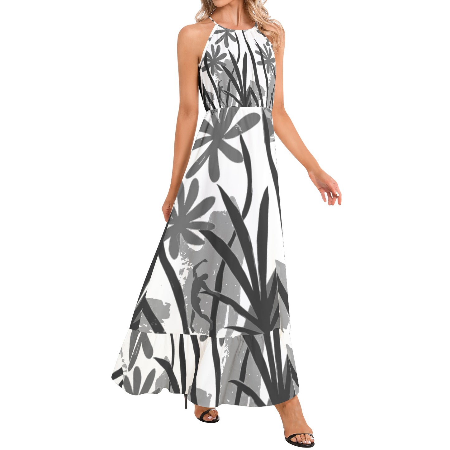 Solstice Ruffle Hem Halter Neck Maxi Dress