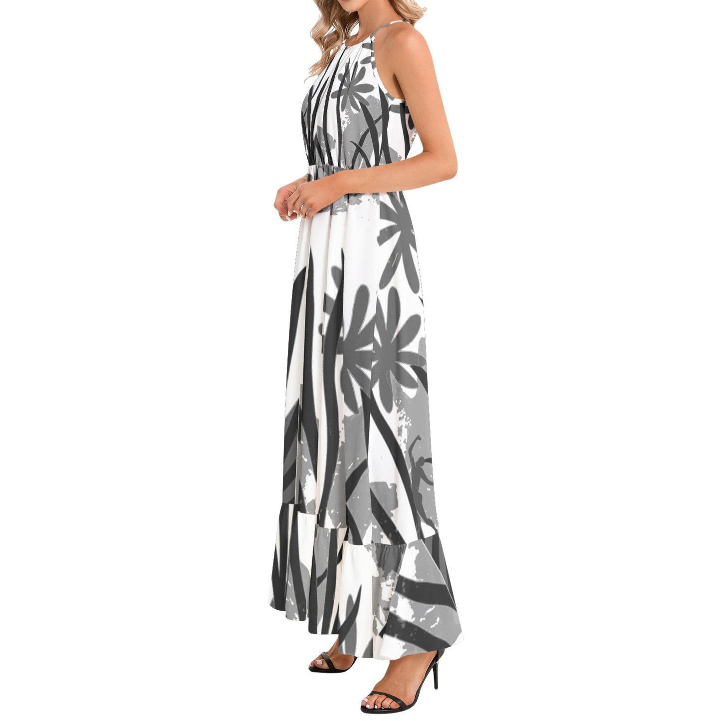 Solstice Ruffle Hem Halter Neck Maxi Dress