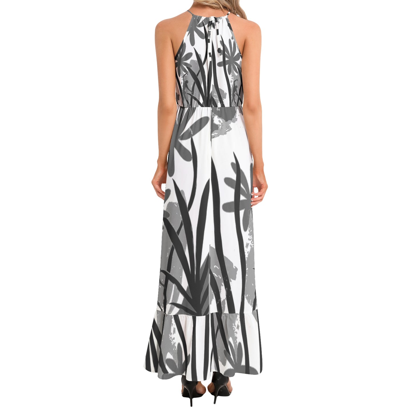 Solstice Ruffle Hem Halter Neck Maxi Dress