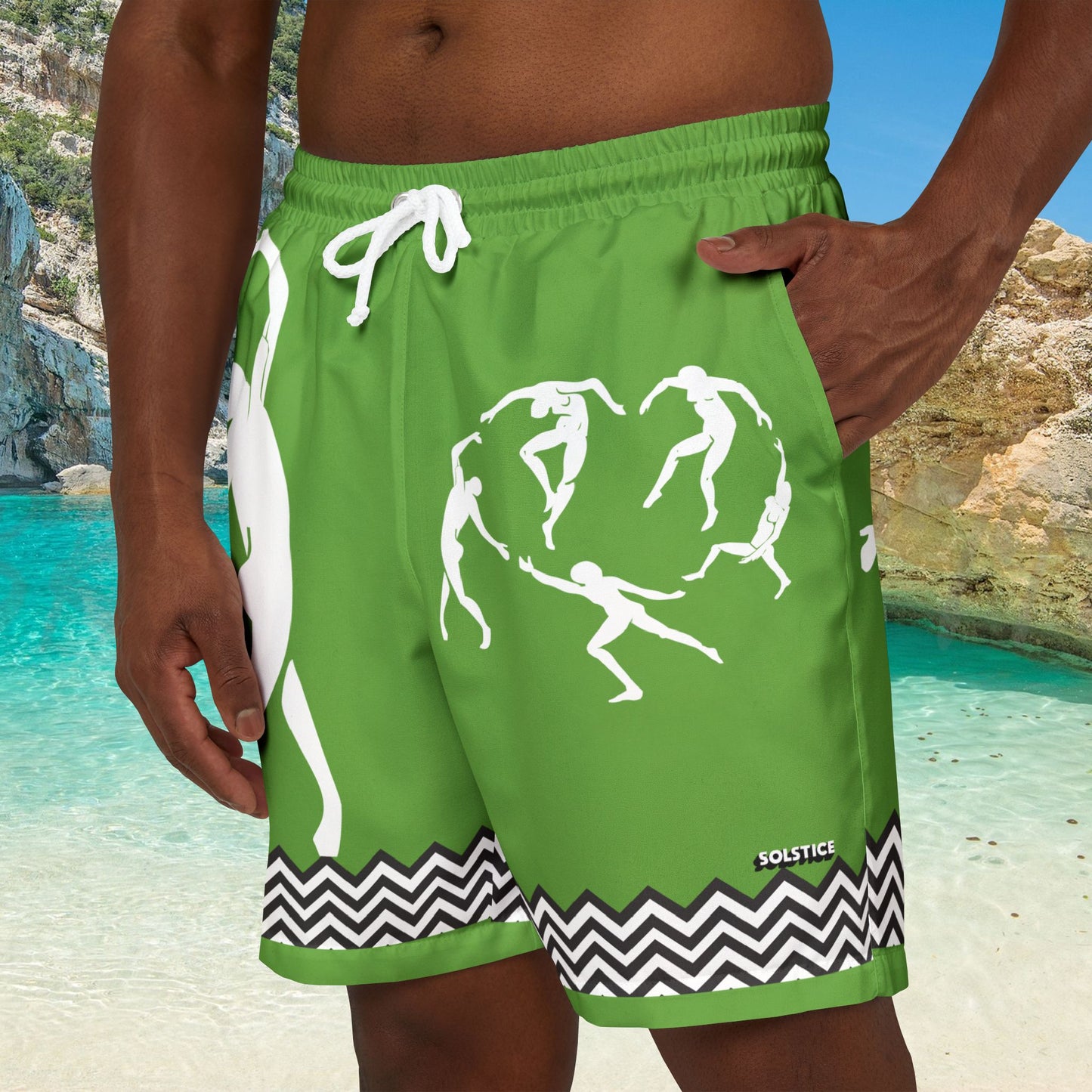 Unisex SOLSTICE DANCE Green Swim Shorts (AOP)
