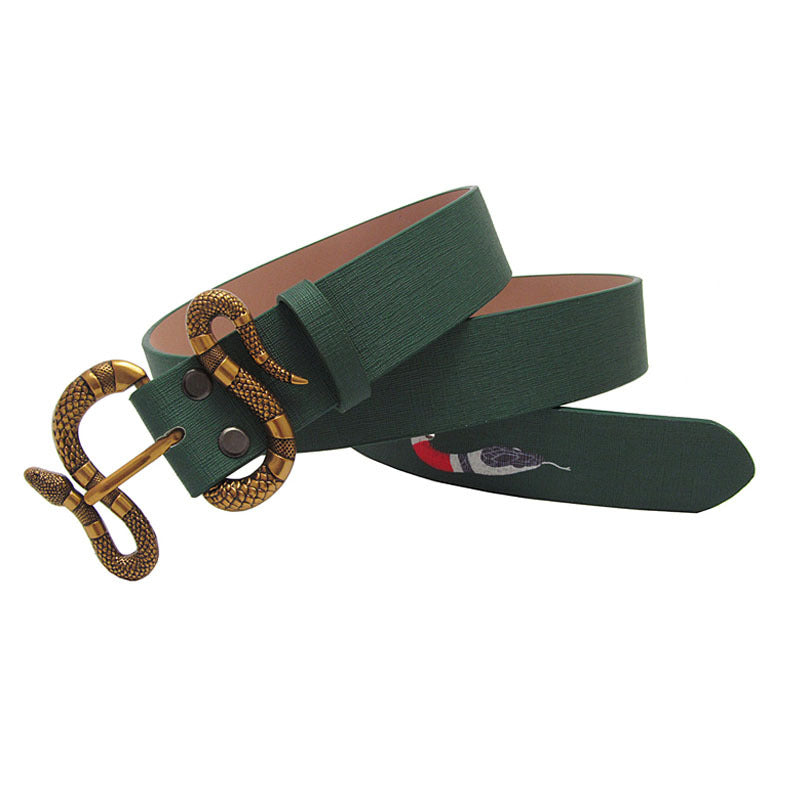 Men's snake buckle belt cowhide men's belt