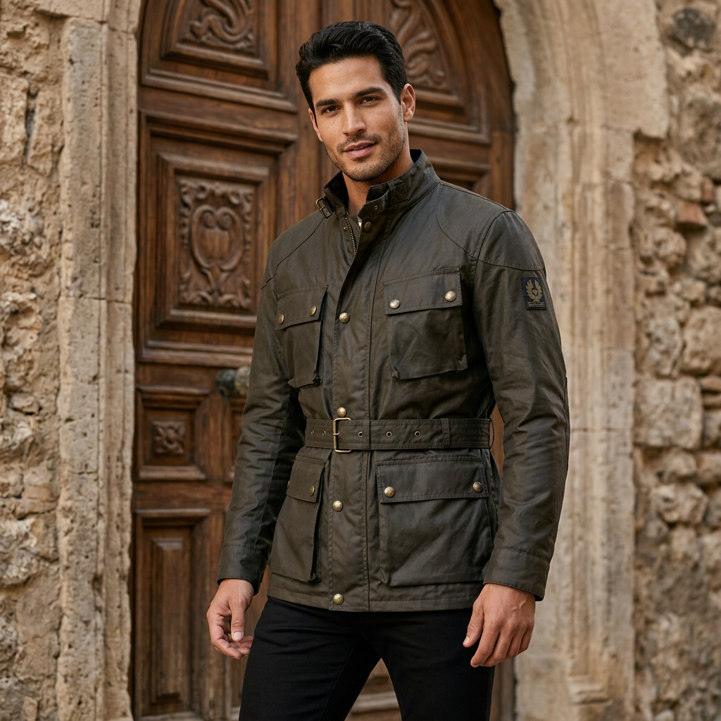 Belstaff Bicolor Luxury Cotton Full-Length Jacket
