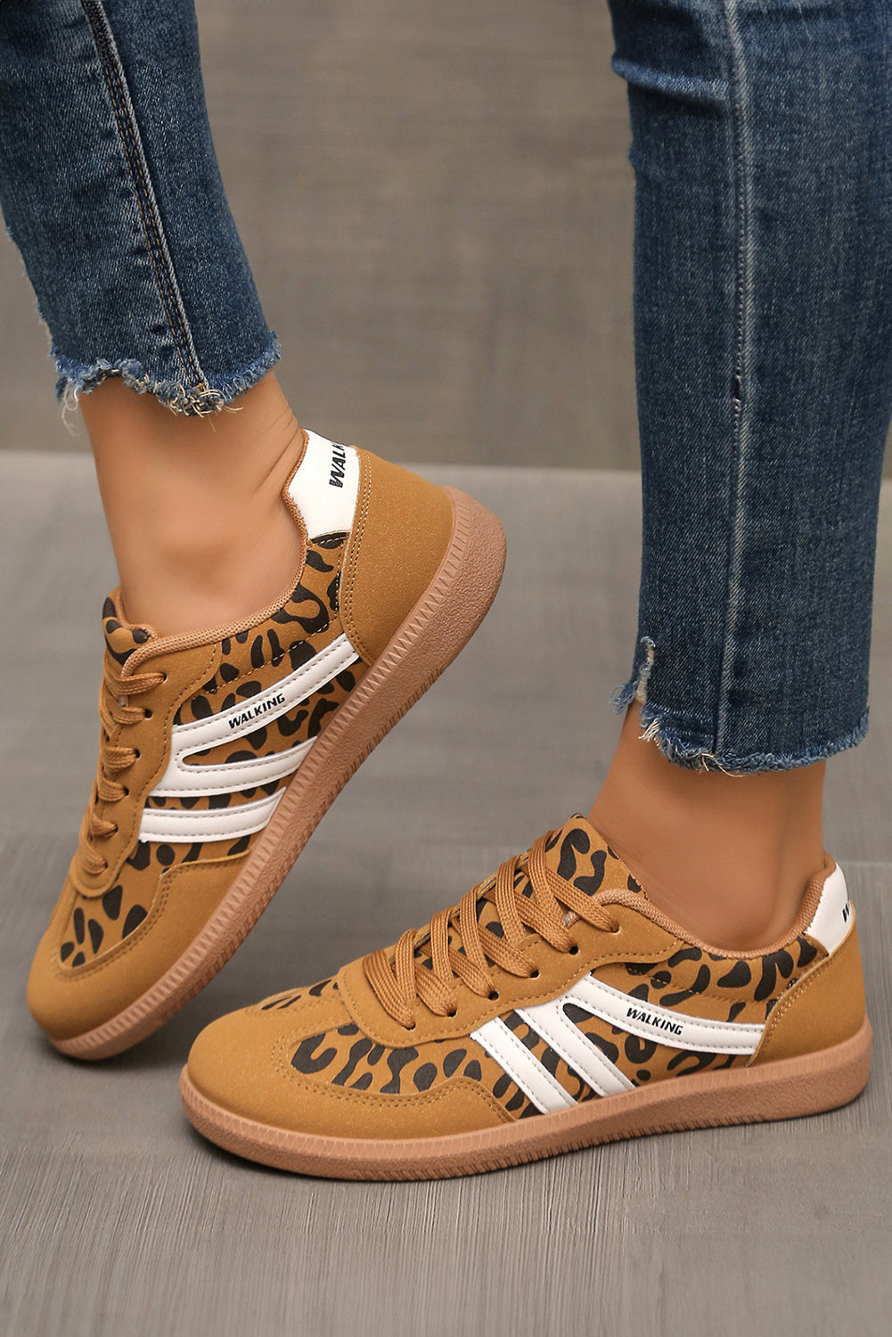 Solstice Leather Leopard Patchwork Contrast Detail Lace-up Shoes