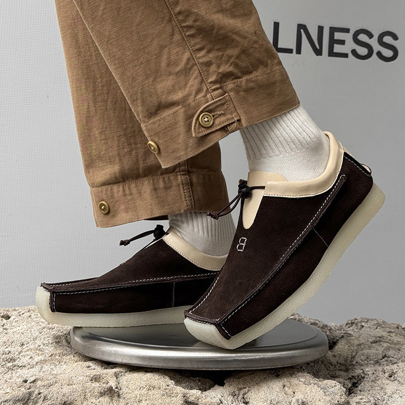 Trendy Plus Size High-top LeatherLoafers Comfortable Solstice Style To Wear Outside Soft Bottom Lace Up Pumps