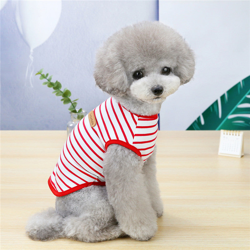 Pet Clothing Spring And Summer Leisure Striped Vest