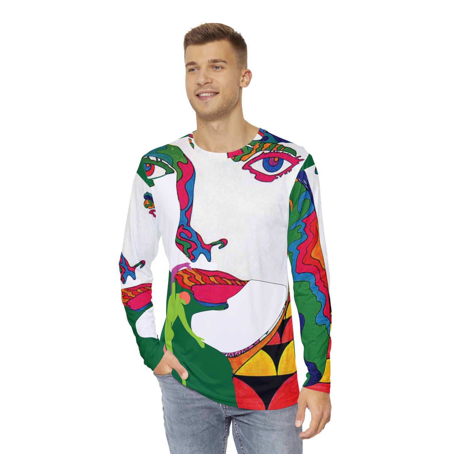 Men's POP ART Long Sleeve orange Shirt (AOP)