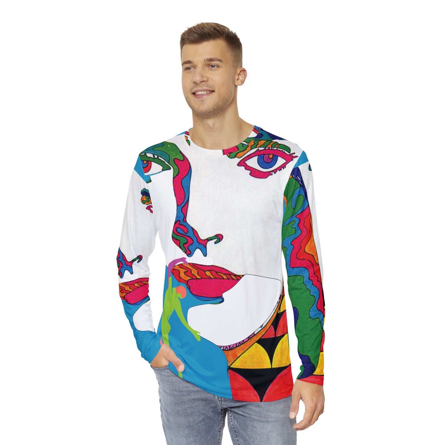 Men's POP ART Long Sleeve orange Shirt (AOP)