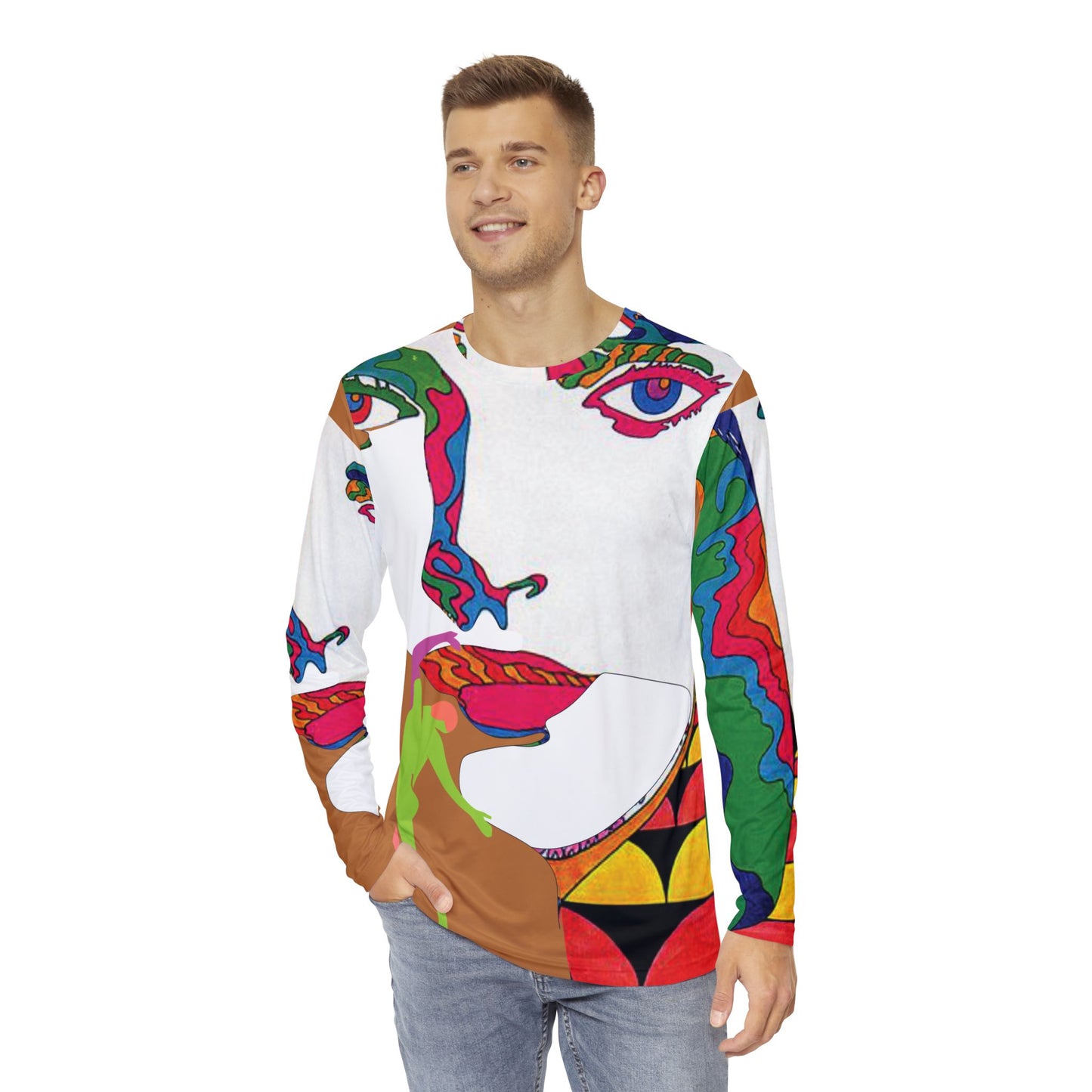 Men's POP ART Long Sleeve orange Shirt (AOP)