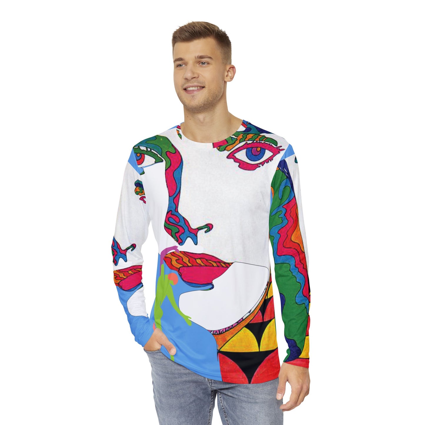 Men's POP ART Long Sleeve orange Shirt (AOP)