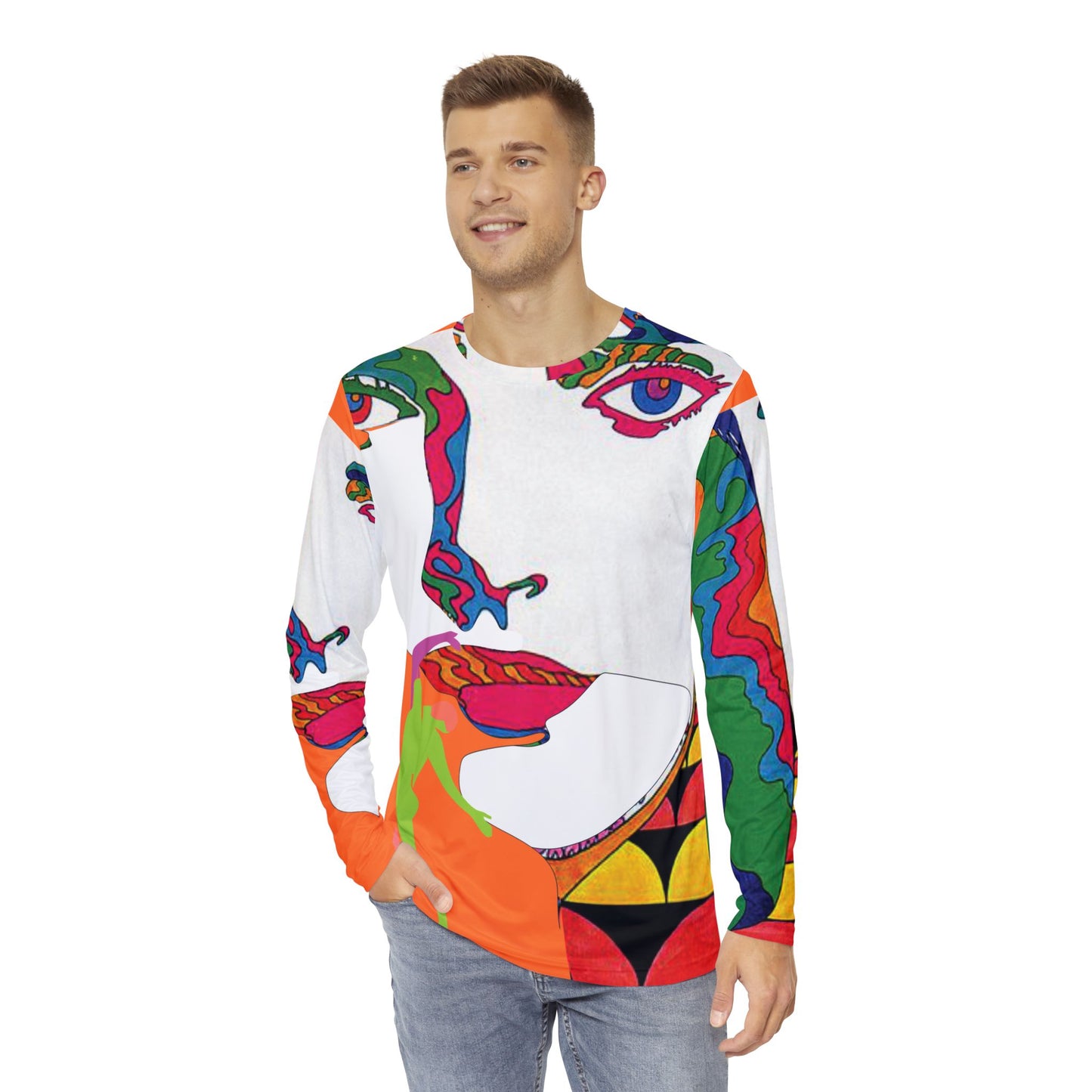 Men's POP ART Long Sleeve orange Shirt (AOP)