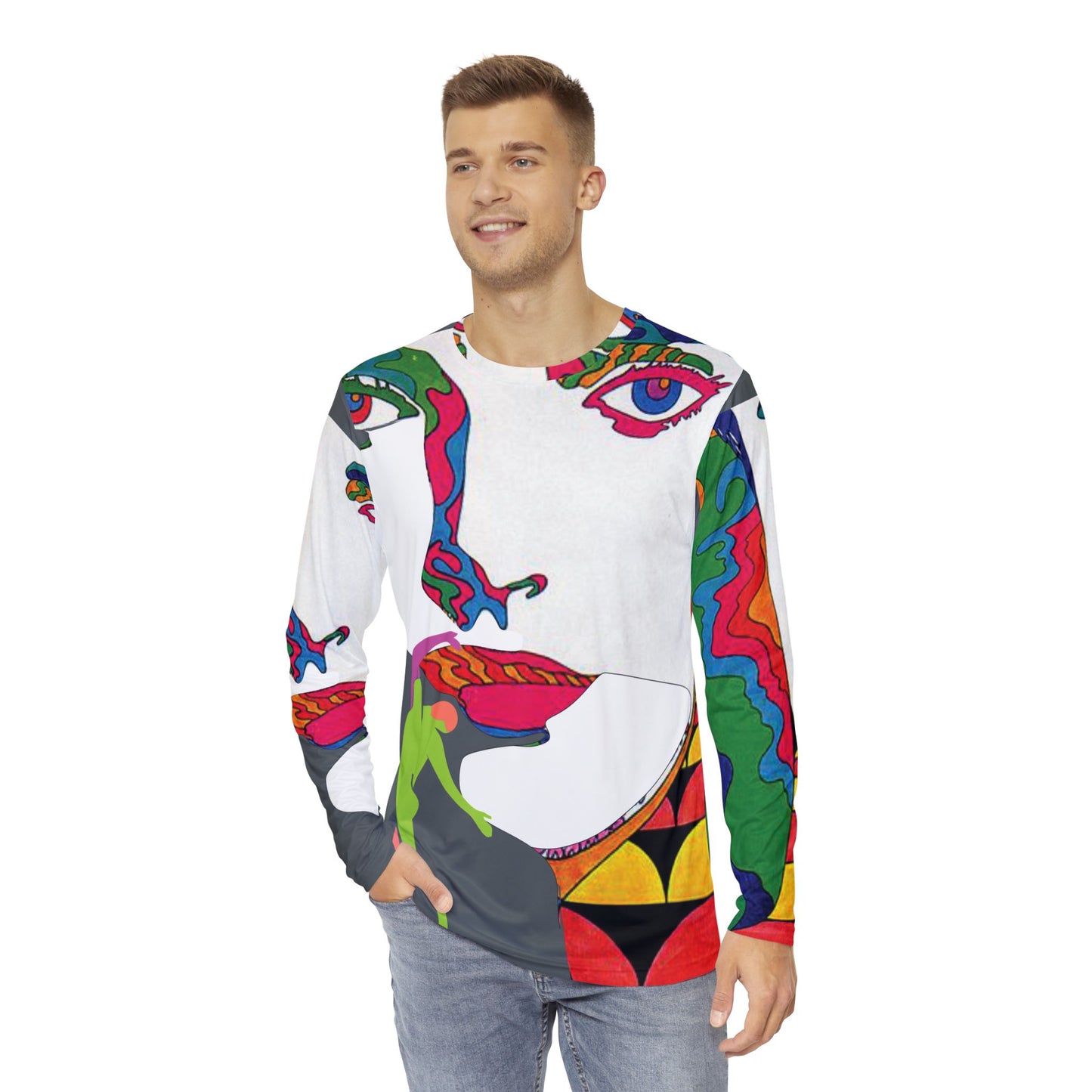 Men's POP ART Long Sleeve orange Shirt (AOP)