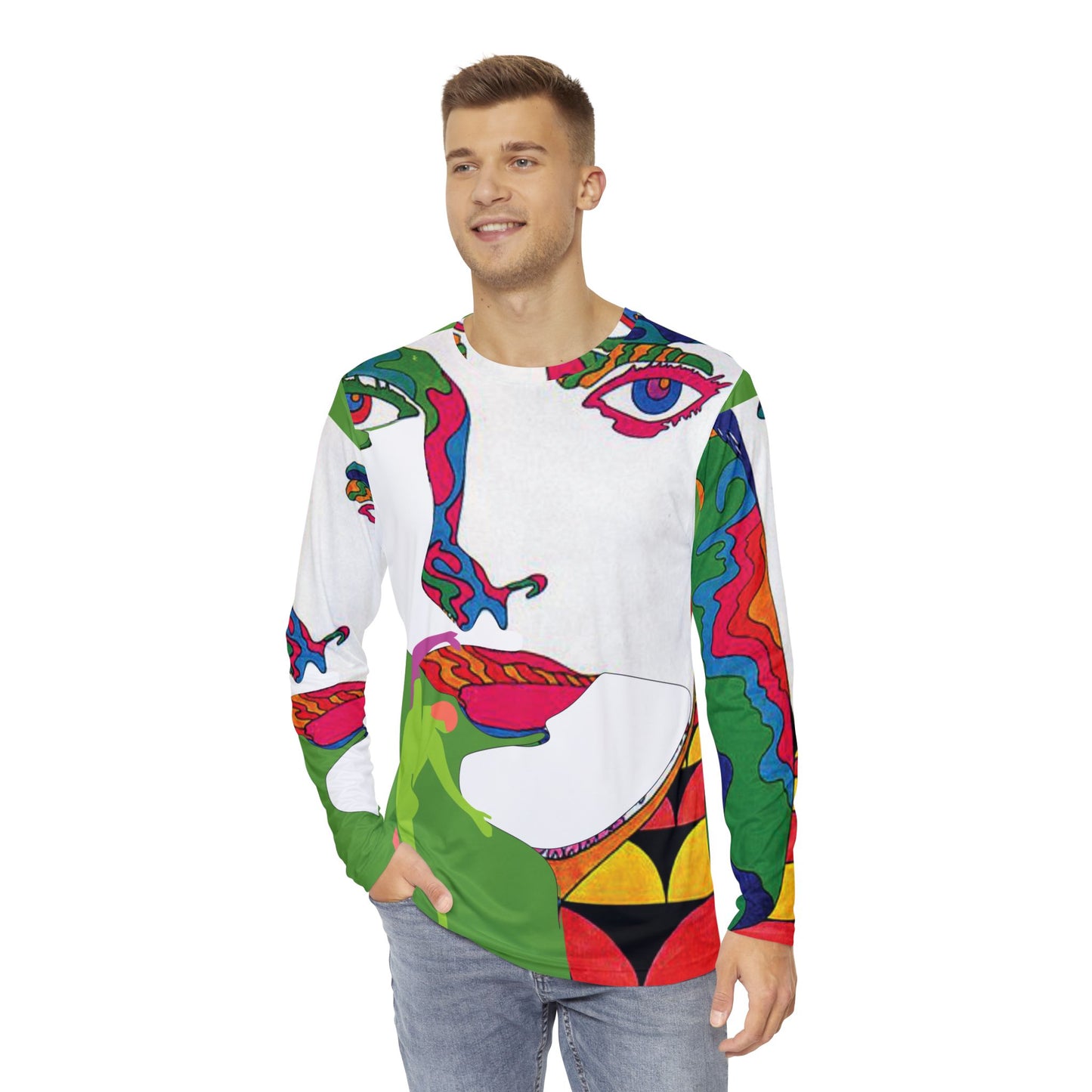 Men's POP ART Long Sleeve orange Shirt (AOP)
