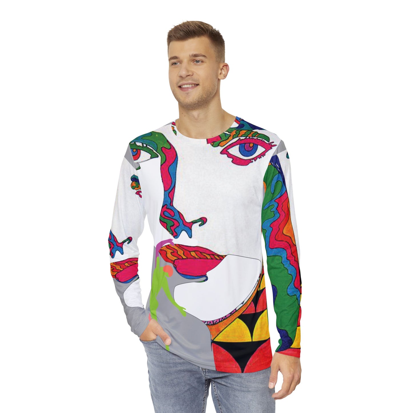 Men's POP ART Long Sleeve orange Shirt (AOP)