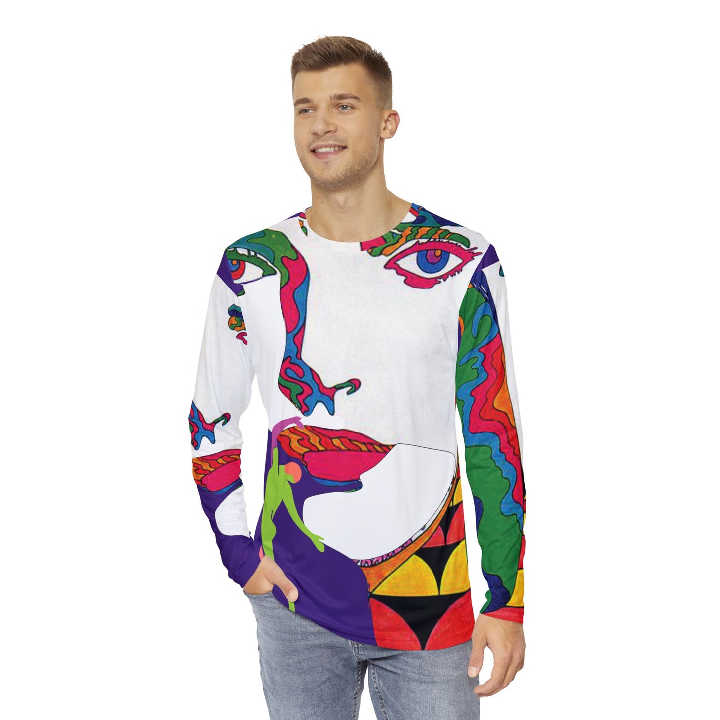 Men's POP ART Long Sleeve orange Shirt (AOP)