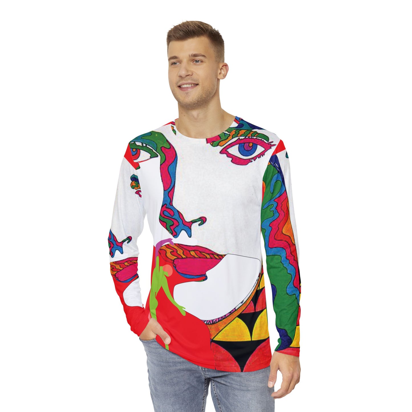 Men's POP ART Long Sleeve orange Shirt (AOP)