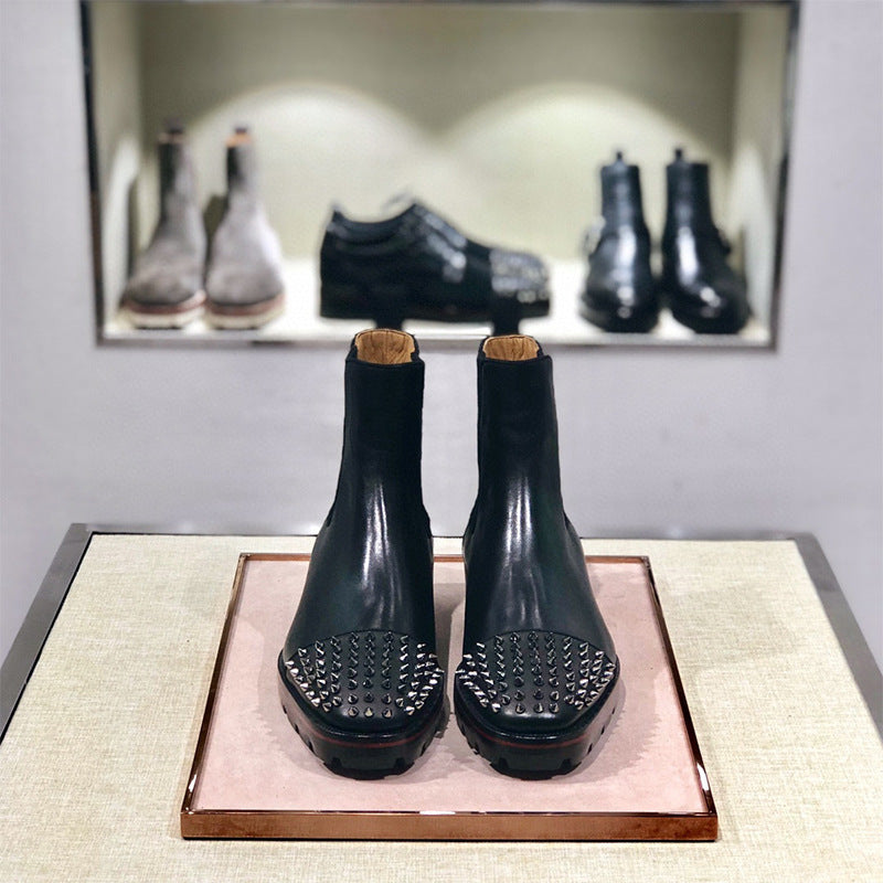 Luxury business trendy boots high top leather