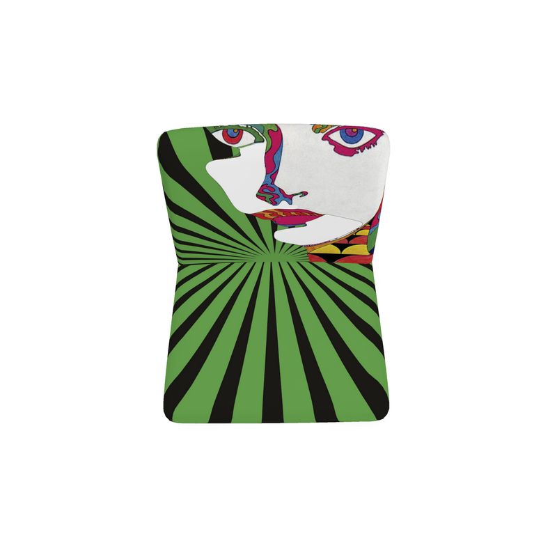 SOLSTICE green Armchair with Pop Art Face and Sun Rays, by AF