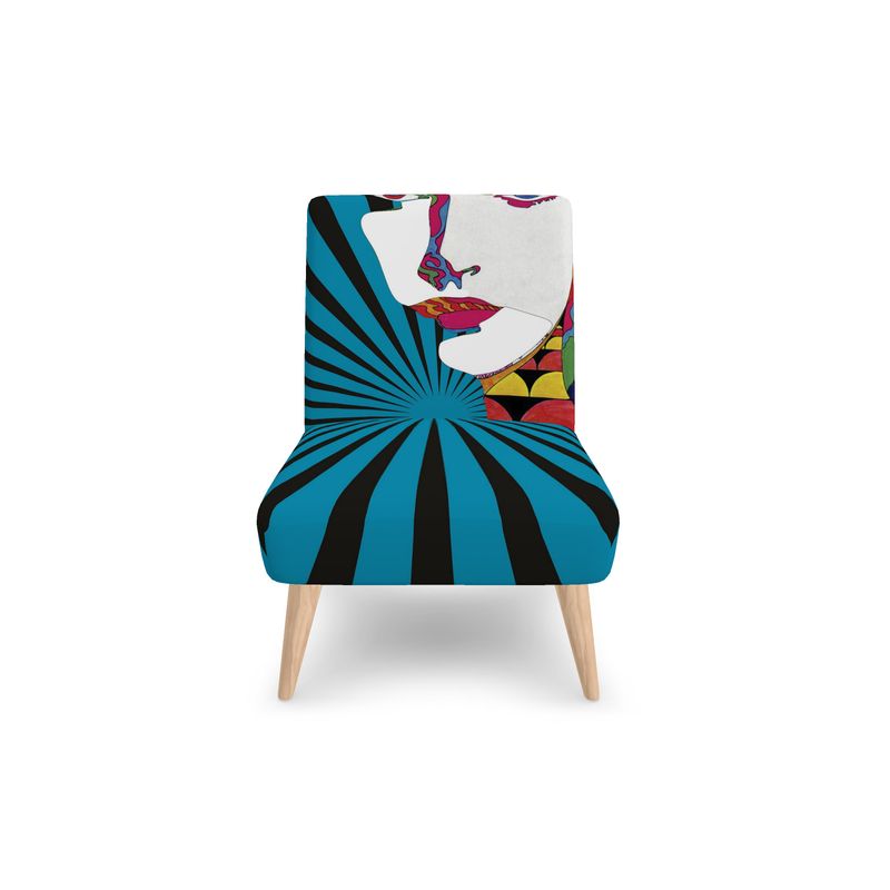 Trendy SOLSTICE armchair with Pop Art Face and Sun Rays by A