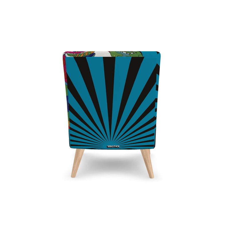 Trendy SOLSTICE armchair with Pop Art Face and Sun Rays by A