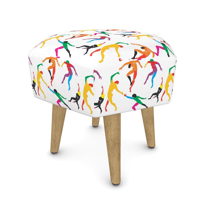 Solstice Hexagone Footstool with multicolored Matisse dancers