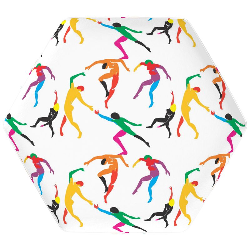 Solstice Hexagone Footstool with multicolored Matisse dancers