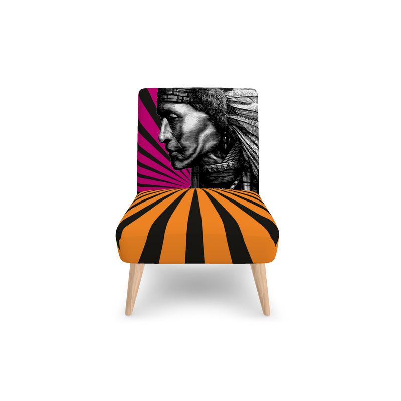 SOLSTICE armleschair Native engraving Pop Art Sun rays ORANGE PINK