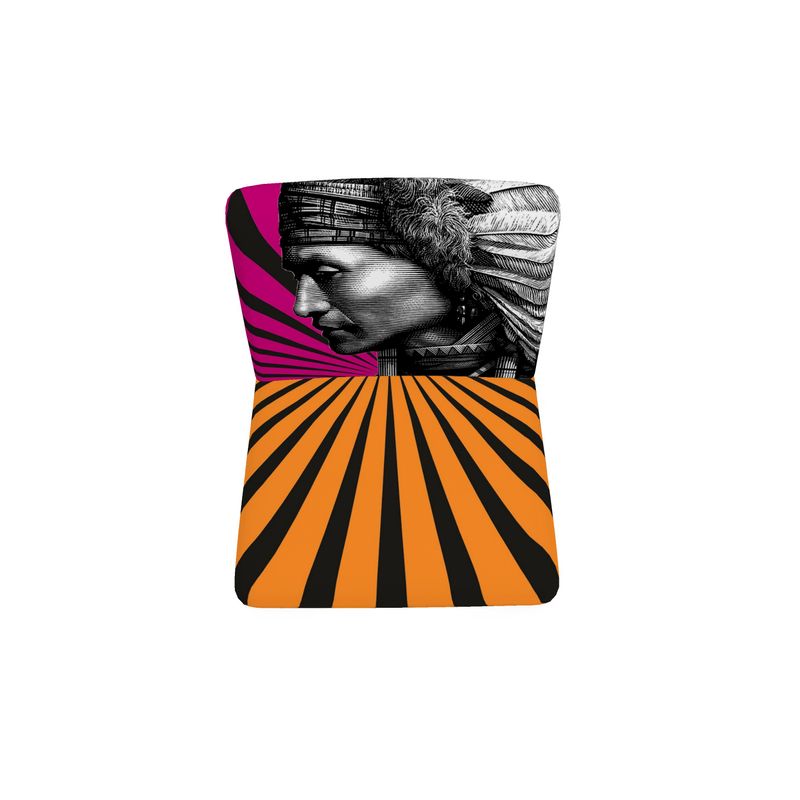SOLSTICE armleschair Native engraving Pop Art Sun rays ORANGE PINK