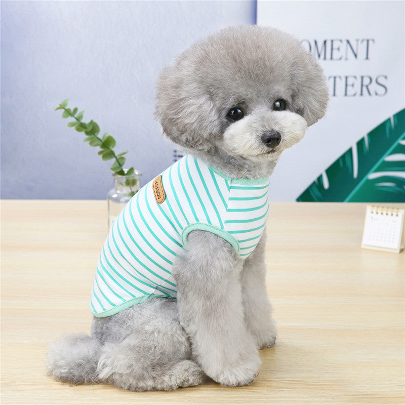 Pet Clothing Spring And Summer Leisure Striped Vest