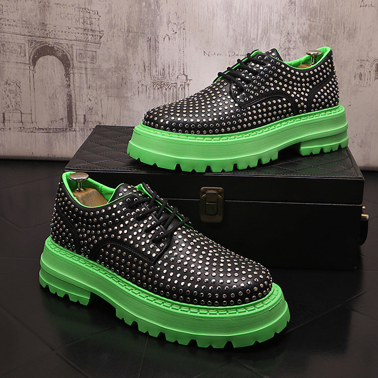 Men's Fashion Design Rivet Leather Shoes Platform Solstice Style Trendy Shoes