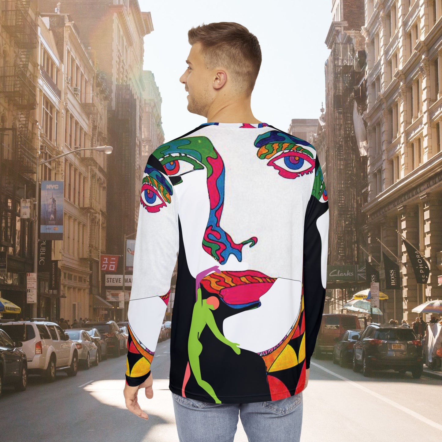 Men's POP ART Long Sleeve black Shirt (AOP)
