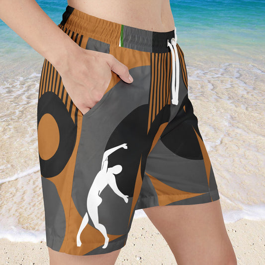 SOLSTICE Bauhaus Light brown Swim Shorts (AOP)
