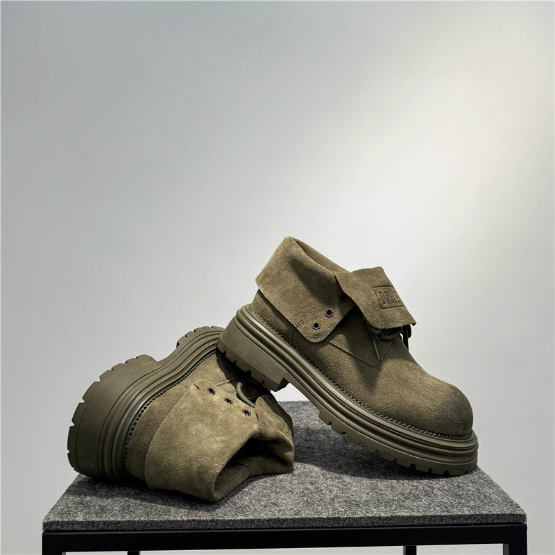 Retro Leather Distressed Worker All-match Thick-soled Two-way Boots