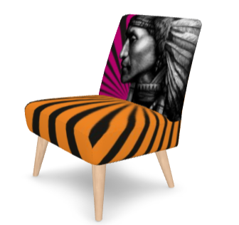 SOLSTICE armleschair Native engraving Pop Art Sun rays ORANGE PINK