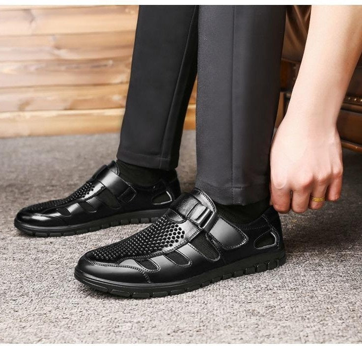 Solstice Men's Business Casual Hollow Work With Holes Leather Sandals