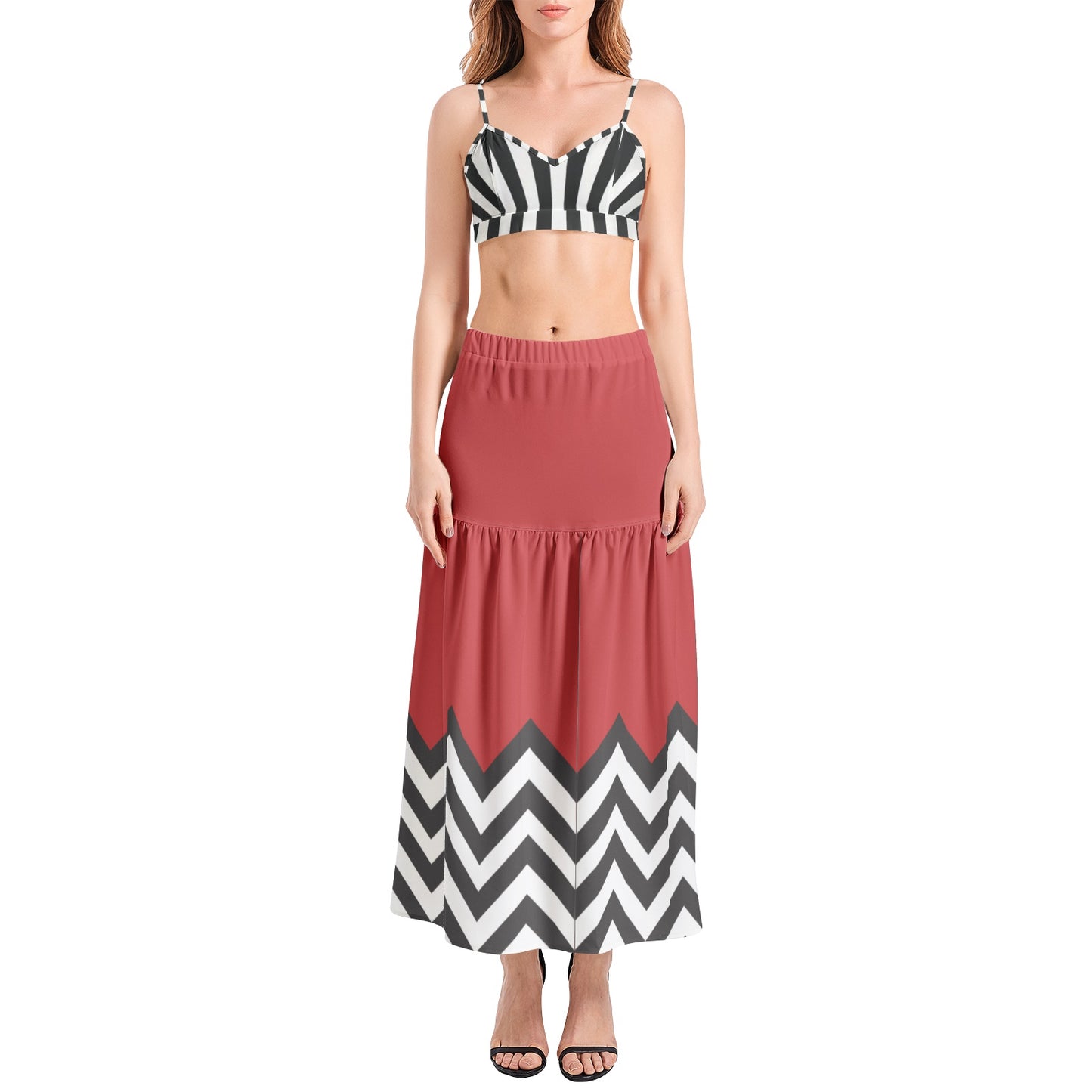 Solstice ethnic Bralette Top and High Slit Thigh Skirt Set