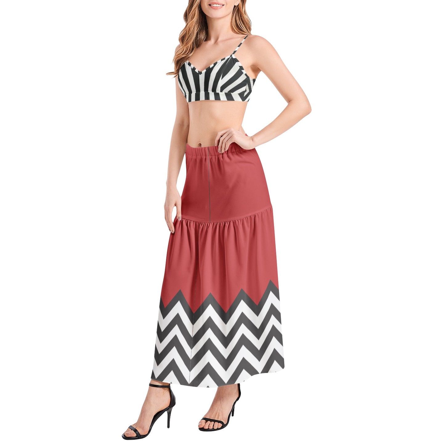 Solstice ethnic Bralette Top and High Slit Thigh Skirt Set