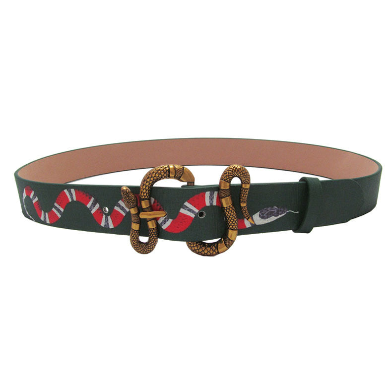 Men's snake buckle belt cowhide men's belt