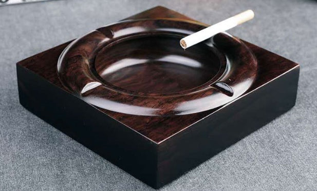 Mahogany Ashtray, African Ebony Wood With Copper Cover, Anti-ash, No Odor, New Innovative Solid Wood Combination