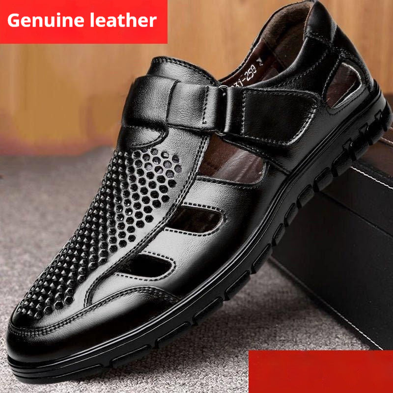 Solstice Men's Business Casual Hollow Work With Holes Leather Sandals