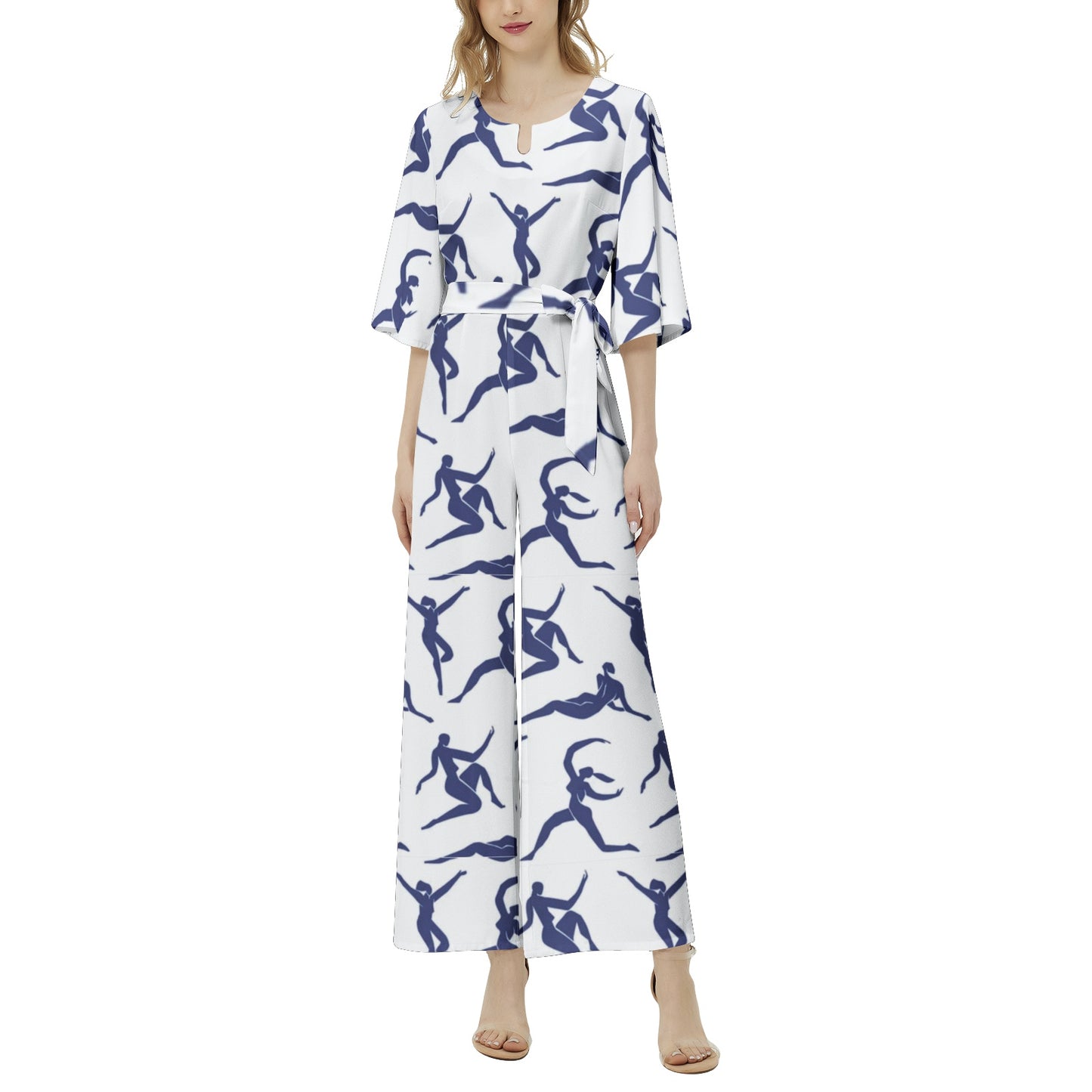 Dolman Sleeve Belted Wide Leg Jumpsuit